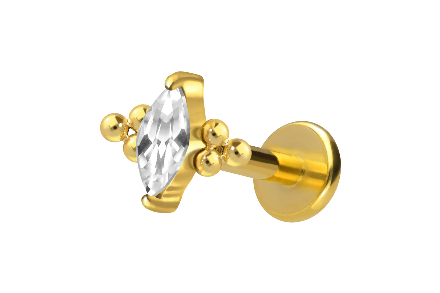 Titan Labret Piercing mit Innengewinde KRISTALLTROPFEN + 6 KUGELN